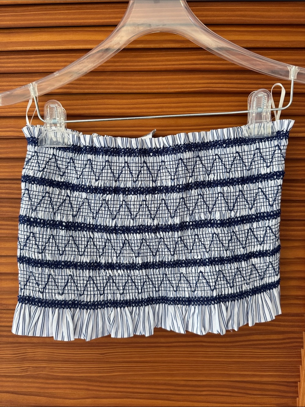 CHRISTIAN LACROIX Striped Smocked Blue & White Women’s Tube Top